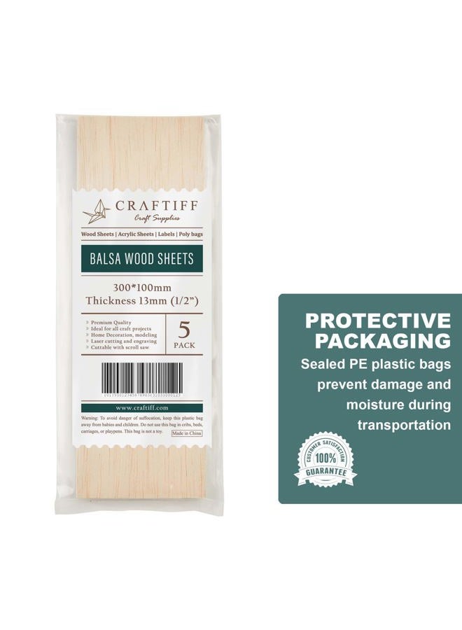 Craftiff Balsa Wood Sheets 1/2" Inch Thick 12" x 4" Unfinished Wooden Board by Craftiff (5 Pack) (5) - Image 4