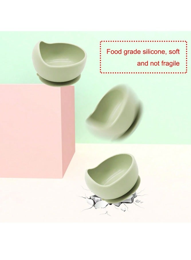 Bebiland Set Of 2 Pieces Silicone Baby Feeding Set With Suction, Silicone Bowl and Spoon For Baby, Kids, Green - Image 3