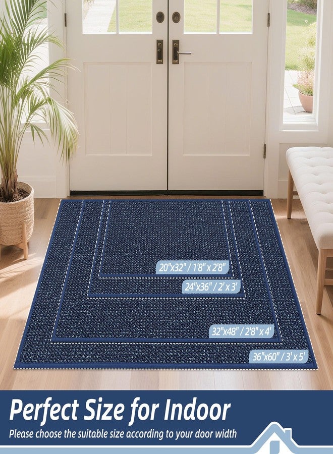 BEQHAUSE Dirt Trapper Door Mat 20" x 32", Non-Slip Washable Doormats Entrance Mat, Dirt Resistant and Absorbent Welcome Mat, Low Profile Floor Mats for Front Back Door and Entryway, Blue - Image 2