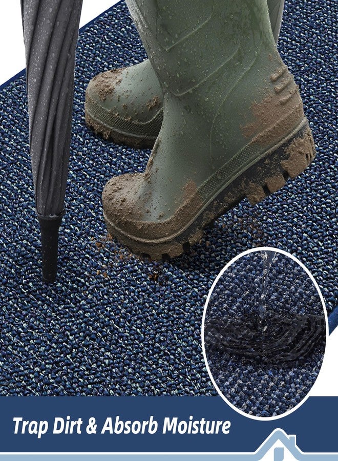 BEQHAUSE Dirt Trapper Door Mat 20" x 32", Non-Slip Washable Doormats Entrance Mat, Dirt Resistant and Absorbent Welcome Mat, Low Profile Floor Mats for Front Back Door and Entryway, Blue - Image 3