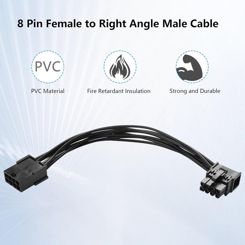 SinLoon 8Pin Extension Cord PCIE 8 Pin Female to Right Angle Male PCIE Express Power Adapter Cable for Graphics Card 18AWG 15CM59Inch Left - Image 4