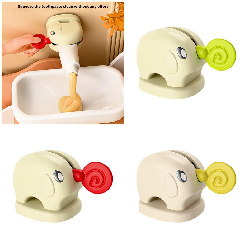 Red Elephant Toothpaste Tube Roller Dispenser With Suction Cup Space Saving Countertop Organizer - Image 3