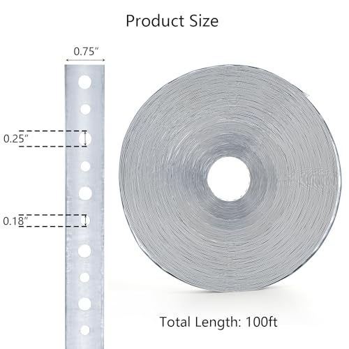 Hedume 2 Pack Galvanized Metal Pipe Strap, 3/4 Inch x 100 Feet 24 Gauge Metal Strapping with Holes, Bendable Plumbers Pipe Hanger Straps for Pipe Supports Hanging - Image 4