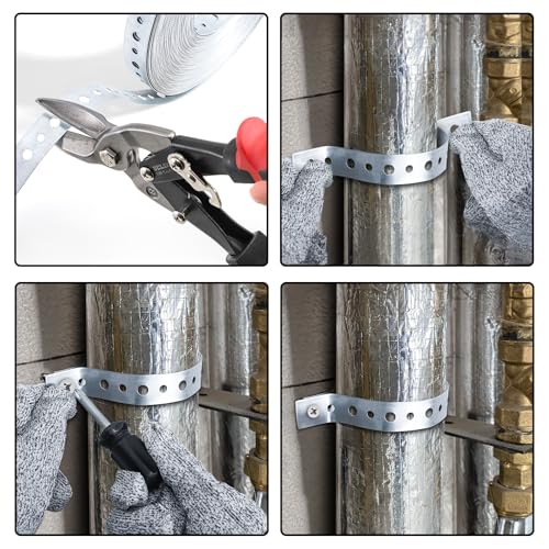 Hedume 2 Pack Galvanized Metal Pipe Strap, 3/4 Inch x 100 Feet 24 Gauge Metal Strapping with Holes, Bendable Plumbers Pipe Hanger Straps for Pipe Supports Hanging - Image 5
