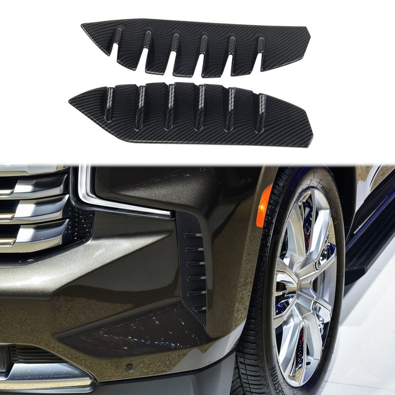 Fewshaw Carbon Fiber Front Headlights Grille Vent Trim Cover For 20212024 Chevy Tahoe Suburban