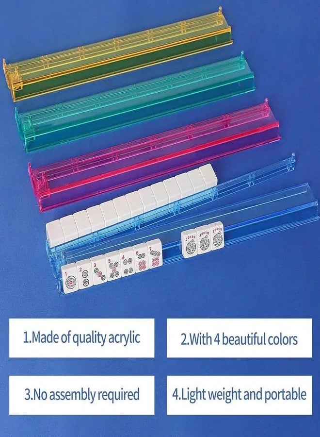 LinaLife 4Pcs Colorful Mahjong Rulers Mahjong Rack Set Multicolor Mahjong Rack Pushers Acrylic Tile Holders for American Mahjong, Game Nights, Clubs, Travel - Image 5