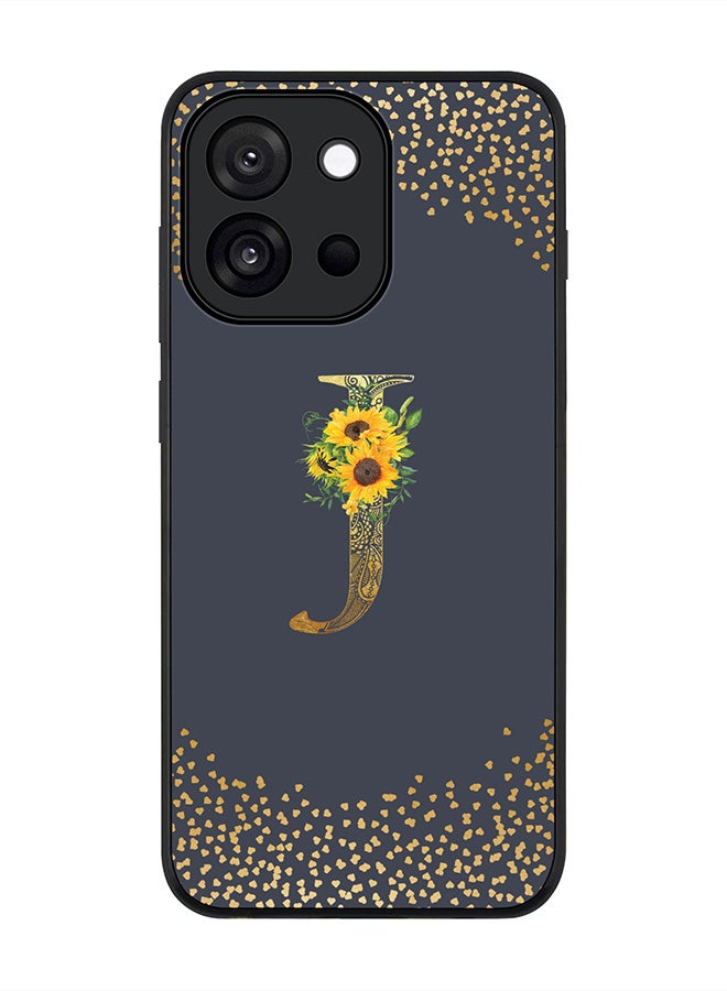Stylizedd For OnePlus 13s / 13T Case,Slim fit Camera Protection, Shockproof Thin Phone cover  - Custom Floral Monogram - J  (Grey )