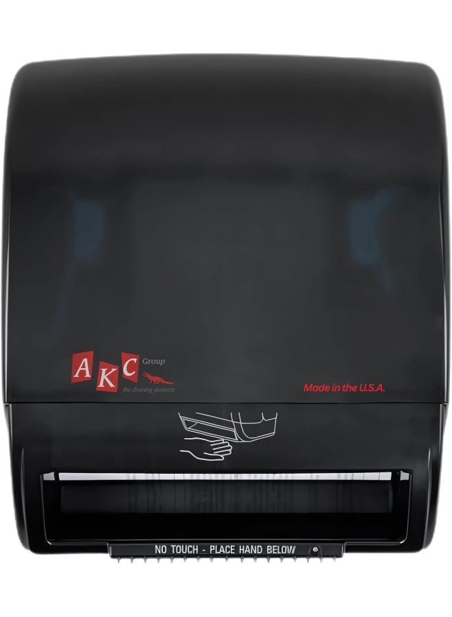 AKC Auto-Cut Electronic Tissue Dispenser – Wall-Mounted, Battery-Operated Hands-Free Paper Towel Dispenser for Restrooms, Bathrooms, and Commercial Spaces (Plastic, Black) USA - Image 1