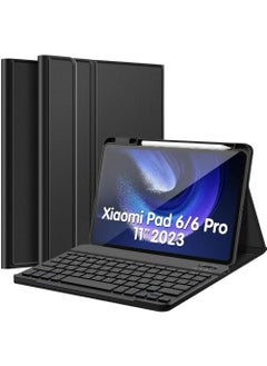 روك بو حافظة لوحة المفاتيح لجهاز Xiaomi Pad 6 / Pad 6 Pro 11 بوصة 2023، غطاء حامل رفيع من البولي يوريثان مع لوحة مفاتيح بلوتوث لاسلكية قابلة للفصل مغناطيسيًا (Xiaomi Pad 6/6 Pro 11)  - Image 1