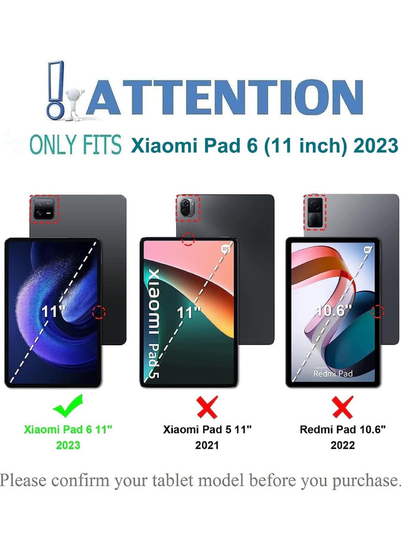 روك بو حافظة لوحة المفاتيح لجهاز Xiaomi Pad 6 / Pad 6 Pro 11 بوصة 2023، غطاء حامل رفيع من البولي يوريثان مع لوحة مفاتيح بلوتوث لاسلكية قابلة للفصل مغناطيسيًا (Xiaomi Pad 6/6 Pro 11)  - Image 2