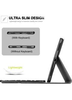 روك بو حافظة لوحة المفاتيح لجهاز Xiaomi Pad 6 / Pad 6 Pro 11 بوصة 2023، غطاء حامل رفيع من البولي يوريثان مع لوحة مفاتيح بلوتوث لاسلكية قابلة للفصل مغناطيسيًا (Xiaomi Pad 6/6 Pro 11)  - Image 3
