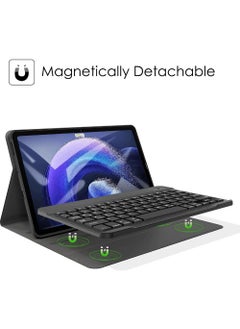 روك بو حافظة لوحة المفاتيح لجهاز Xiaomi Pad 6 / Pad 6 Pro 11 بوصة 2023، غطاء حامل رفيع من البولي يوريثان مع لوحة مفاتيح بلوتوث لاسلكية قابلة للفصل مغناطيسيًا (Xiaomi Pad 6/6 Pro 11)  - Image 5