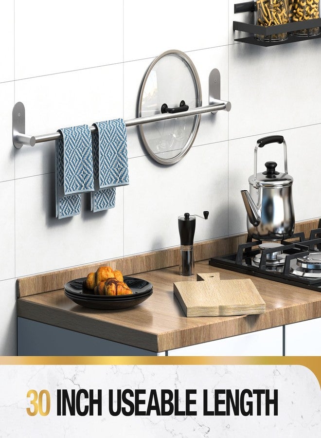 HITSLAM Self Adhesive Towel Bar 30 Inch, SUS304 Stainless Steel Bathroom Towel Rack Wall Mounted, Hand Towel Holder with Hardware Accessories, Screws Wall-Mount or No Drilling, Brushed Nickel - Image 5
