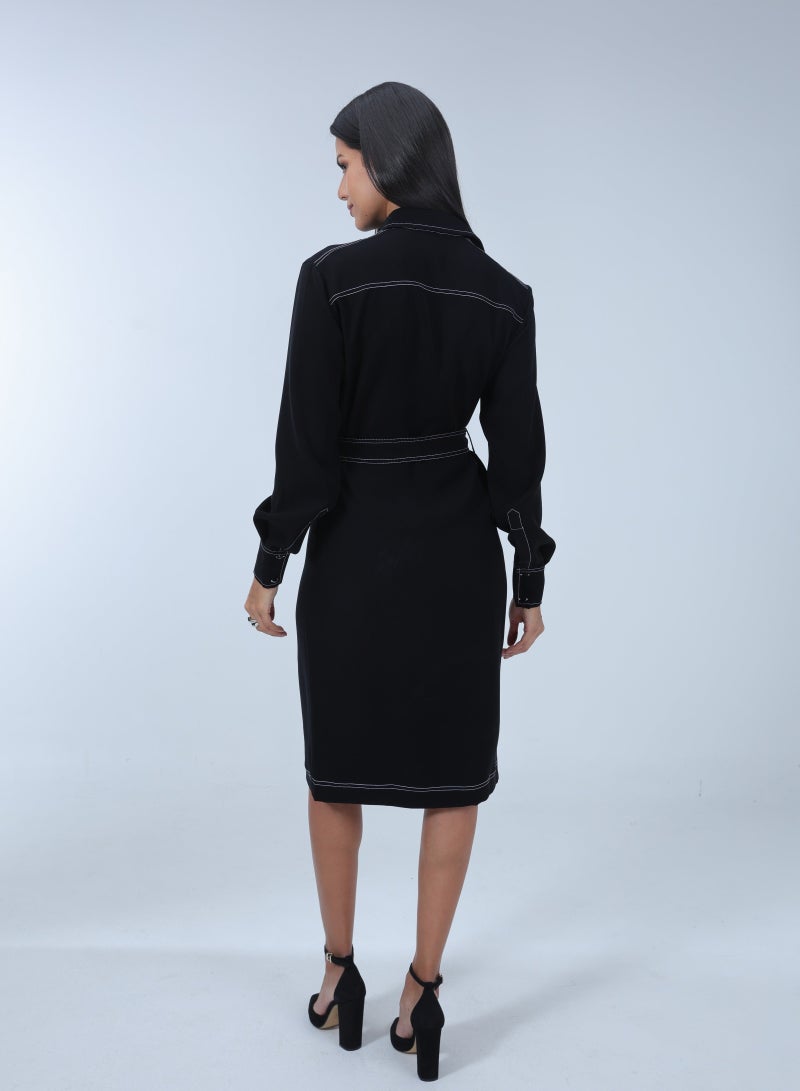 Etta Celina,Black Knee Length Shirt Dress - Image 2