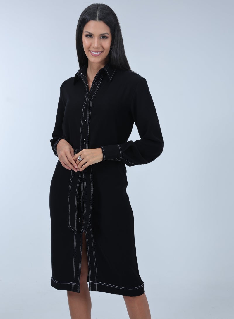 Etta Celina,Black Knee Length Shirt Dress - Image 3
