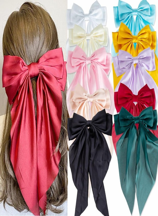 Seneeel 10 PCS Hair Bows,Hair Bows for Women,Hair Ribbons,Oversized Long-tail Cute Aesthetic Hair Accessories,Large Hair Barrettes for Women,Big Hair Bow,Big Bows for Girls - Image 1