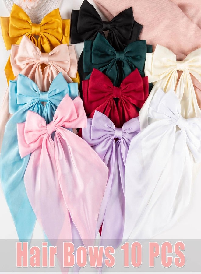 Seneeel 10 PCS Hair Bows,Hair Bows for Women,Hair Ribbons,Oversized Long-tail Cute Aesthetic Hair Accessories,Large Hair Barrettes for Women,Big Hair Bow,Big Bows for Girls - Image 3
