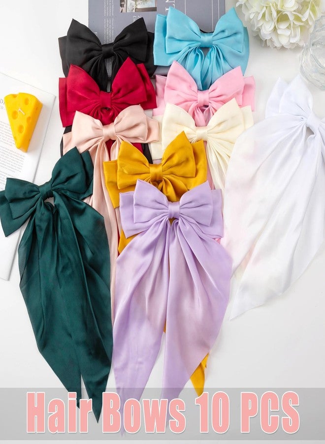 Seneeel 10 PCS Hair Bows,Hair Bows for Women,Hair Ribbons,Oversized Long-tail Cute Aesthetic Hair Accessories,Large Hair Barrettes for Women,Big Hair Bow,Big Bows for Girls - Image 5
