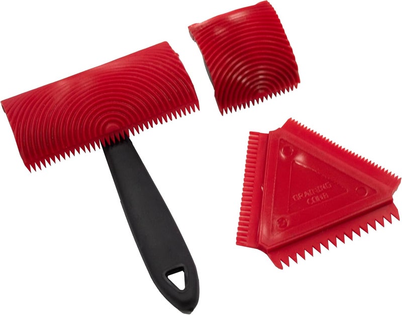 Allway GT3 Graining Tool Set - 3 Piece Set with Quarter Round and Triangle Graining Combs - Image 1