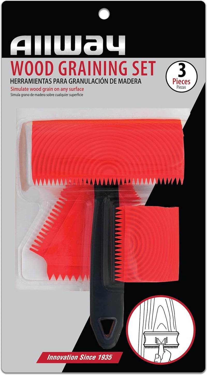 Allway GT3 Graining Tool Set - 3 Piece Set with Quarter Round and Triangle Graining Combs - Image 2