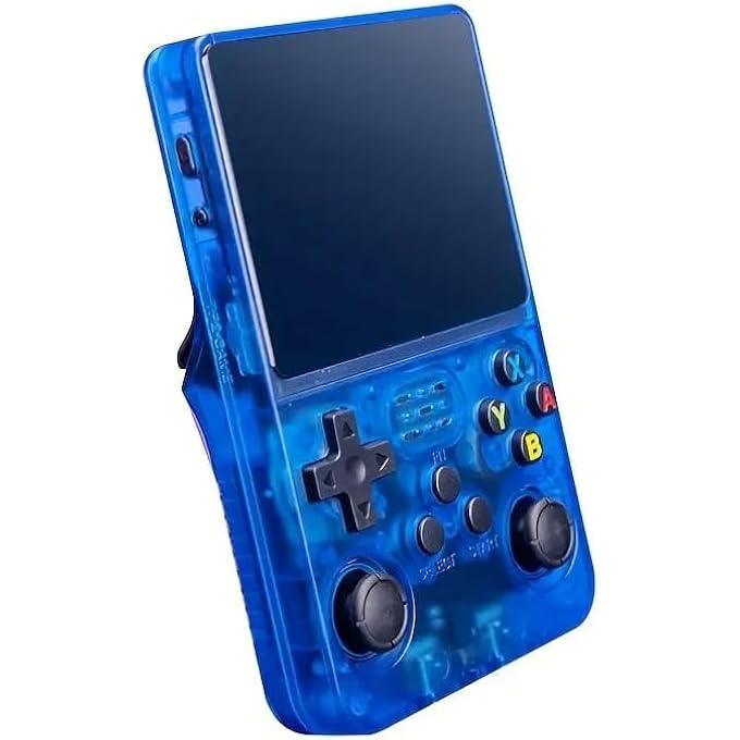 R36S RETRO HANDHELD GAME CONSOLE, BLUE TRANSPARENT CASE, 20000+ GAMES, PORTABLE GAMING SYSTEM WITH USB CABLE, SD CARD - Image 4