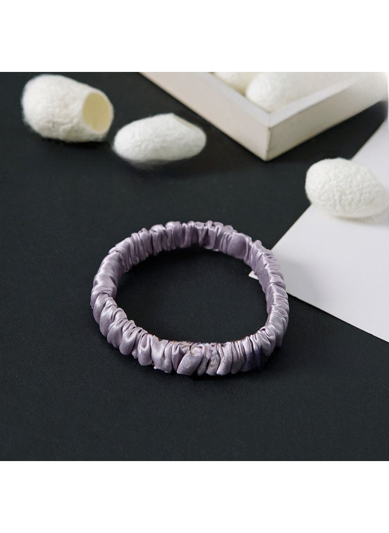 Generic Elegant Elastic Mulberry Silk Hair Ties Lotus root purple 
