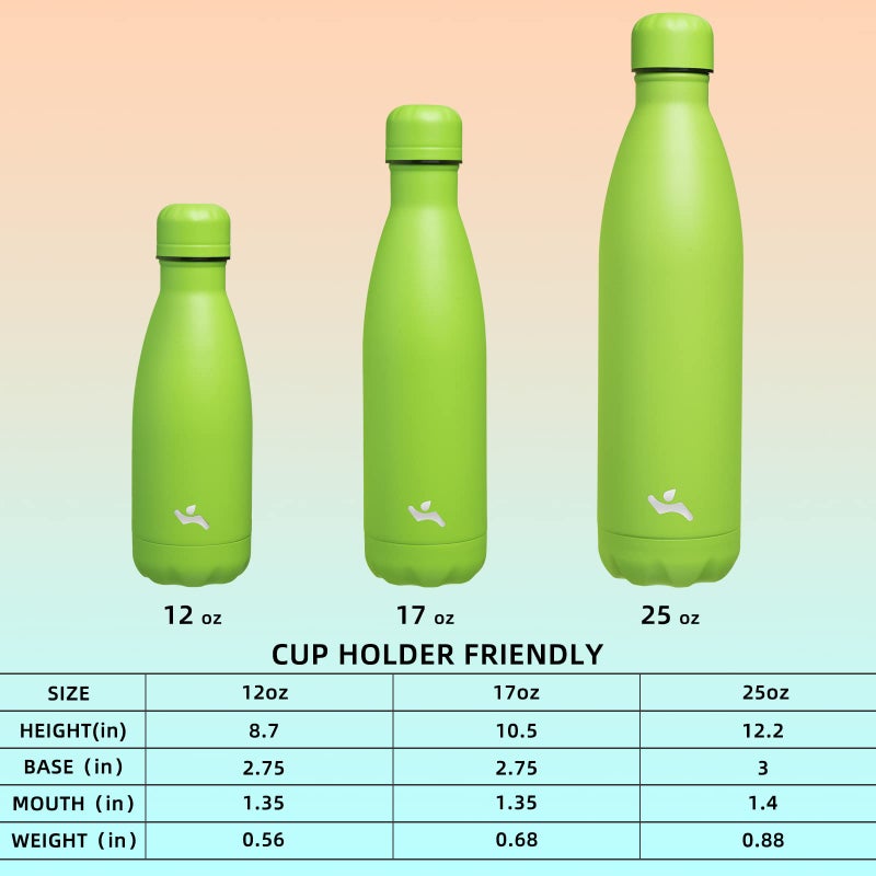 Konokyo Insulated Water Bottles,12 oz Double Wall Stainless Steel Vacumm Metal Flask for Sports Travel,Green - Image 4