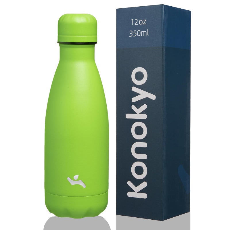 Konokyo Insulated Water Bottles,12 oz Double Wall Stainless Steel Vacumm Metal Flask for Sports Travel,Green - Image 1