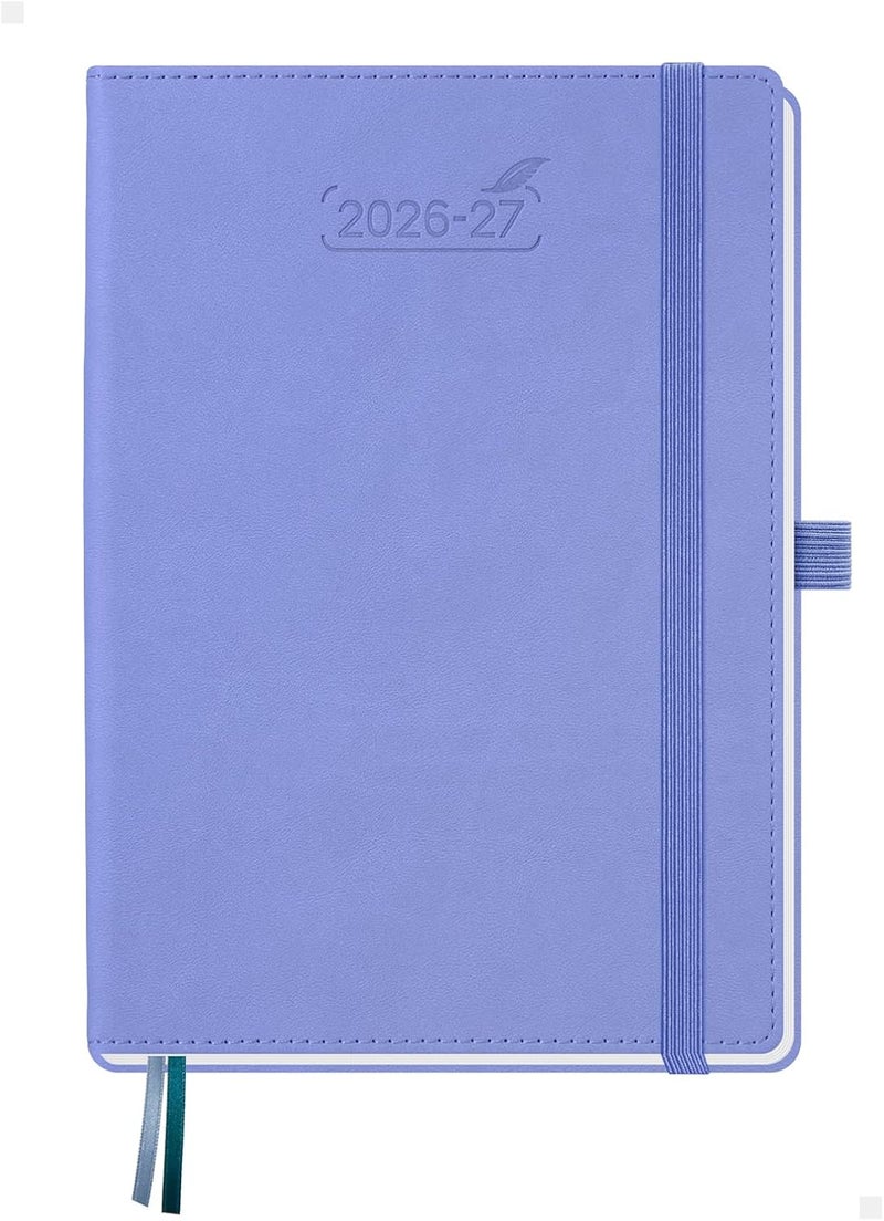 BEZEND A5 Diary 2026-2027 Week to View Academic Year 18 Month Runs Jul'26 - Dec'27, Vertical Weekly Planner with Time Slots & Monthly Tabs, PU Leather Hardback, Cornflower - Image 1