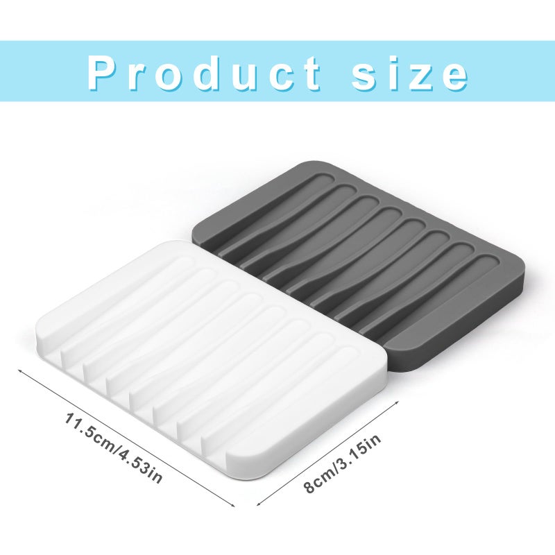 Penitue 2pcs Paint Brush Holder, Silicone Washable Paintbrush Organizer Stand with 8 Slots Brush Rinse Cleaner for Oil Acrylic Watercolor Painting (Gray, White) - Image 2
