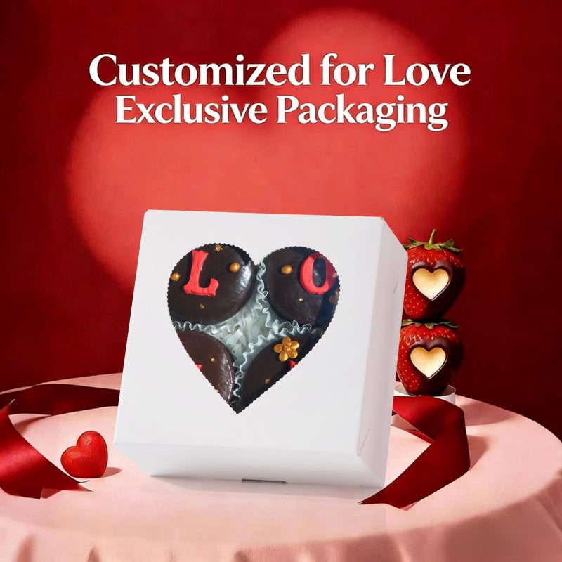 TEMLQPACK 24PCS 4"x4"x2" Heart-Shaped Window Bakery Boxes in White, Pink, Red - Perfect for Strawberries, Cookies, Mini Bundt Cakes, Chocolate Truffles & Small Desserts-Wedding and Party Favors - Image 5