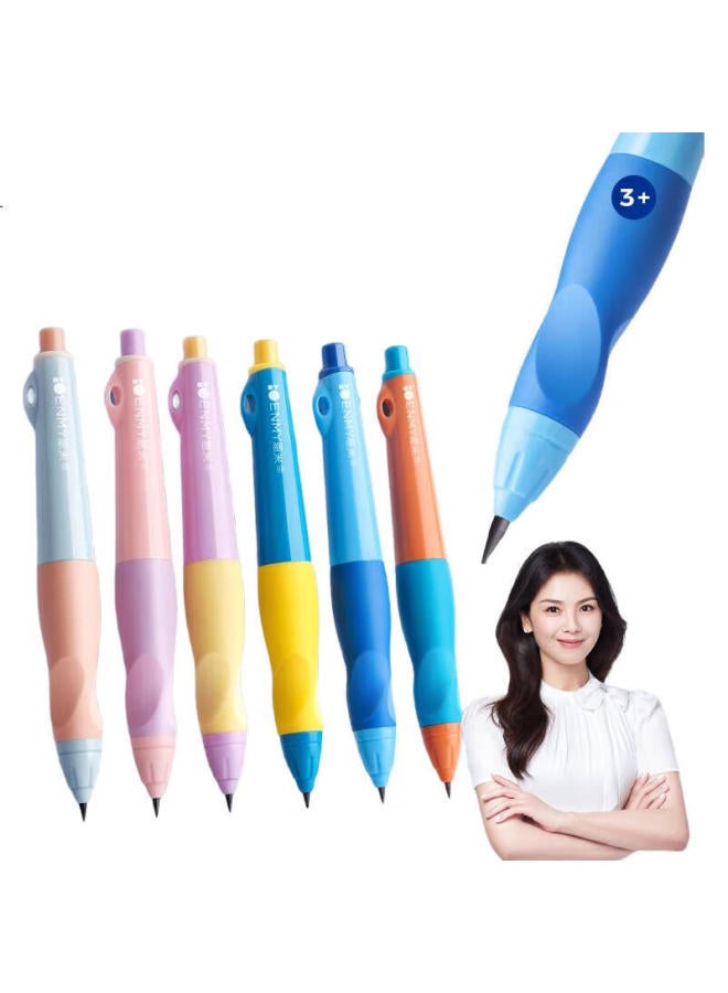 Enmi 2.0Mm Ergonomic Mechanical Pencil, 6 Refills, For Primary School First And Second Graders, Push-Button, Perforated, High-Quality, Kindergarten-Specific, Hb Pencil Control Training, Back-To Essential Supplies