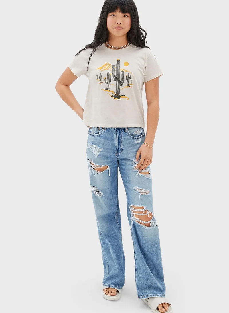 American Eagle Round Neck Graphic T-Shirt