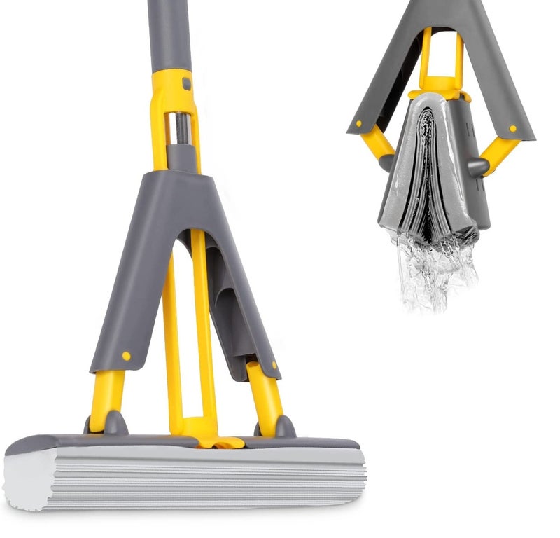 Clefairy Butterfly Mop, PVA Mop Super Absorbent, Sponge Mops for Floor Cleaning, Stainless Steel Handle, 13" PVA Sponge Home Office Universal Cleaning Squeeze mop - Image 1