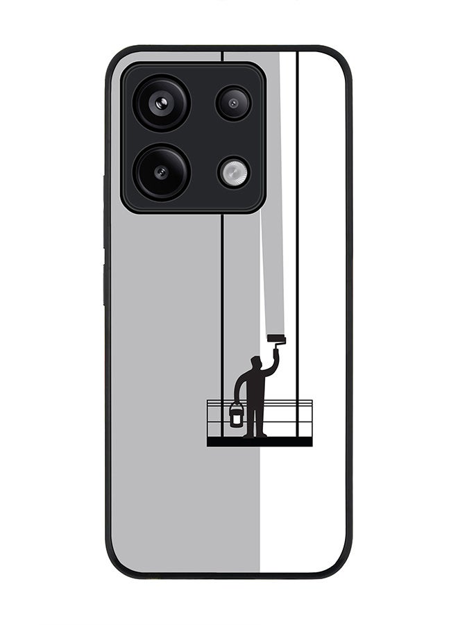 Stylizedd Rugged Black Edge Case for Xiaomi Redmi Note 13 Pro 5G, Slim fit Flexible Anti Drop Thin Cover-  Paint Hanger (Grey) - Image 1