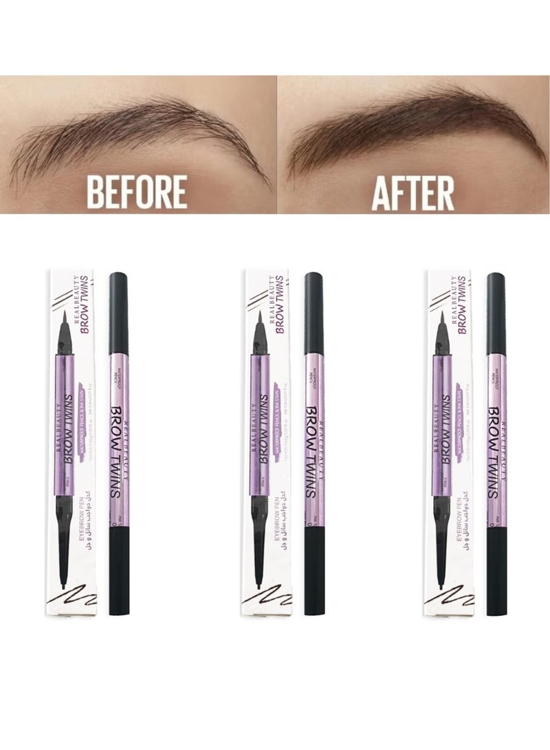 ريال بيوتي 3 قطع قلم حواجب براسين بني غامق من ريال بيوتي - Image 2