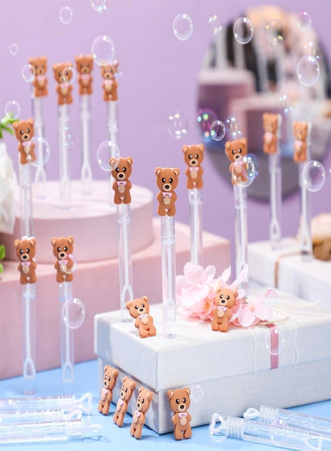 Realspring 24 Pcs Bear Bubble Wands Bulk Mini Bubble Wands for Baby Shower Girls Baptism Bear Theme Party Supplies Summer Birthday Gift Toys Classroom Prizes(Pink) - Image 2