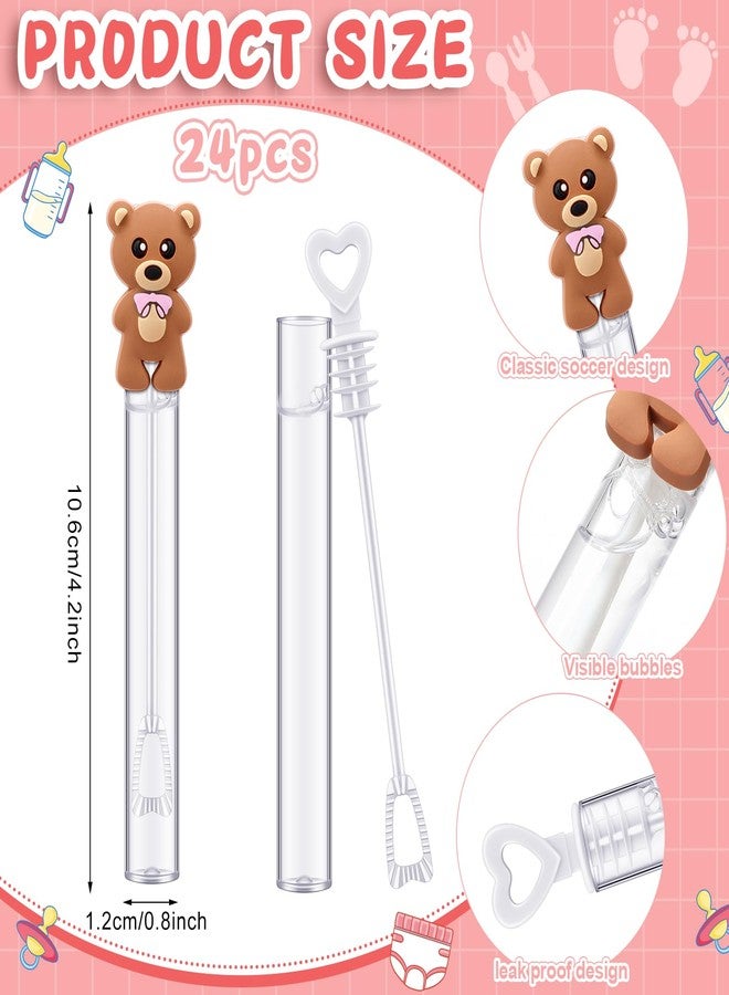 Realspring 24 Pcs Bear Bubble Wands Bulk Mini Bubble Wands for Baby Shower Girls Baptism Bear Theme Party Supplies Summer Birthday Gift Toys Classroom Prizes(Pink) - Image 3