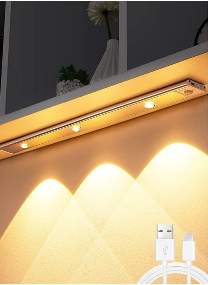 ماركة غير محددة - إضاءة خزانة LED مع حساس حركة، قابلة للشحن عبر USB، ثلاث ألوان، تصميم نحيف جداً للمطبخ أو الدولاب - Image 1