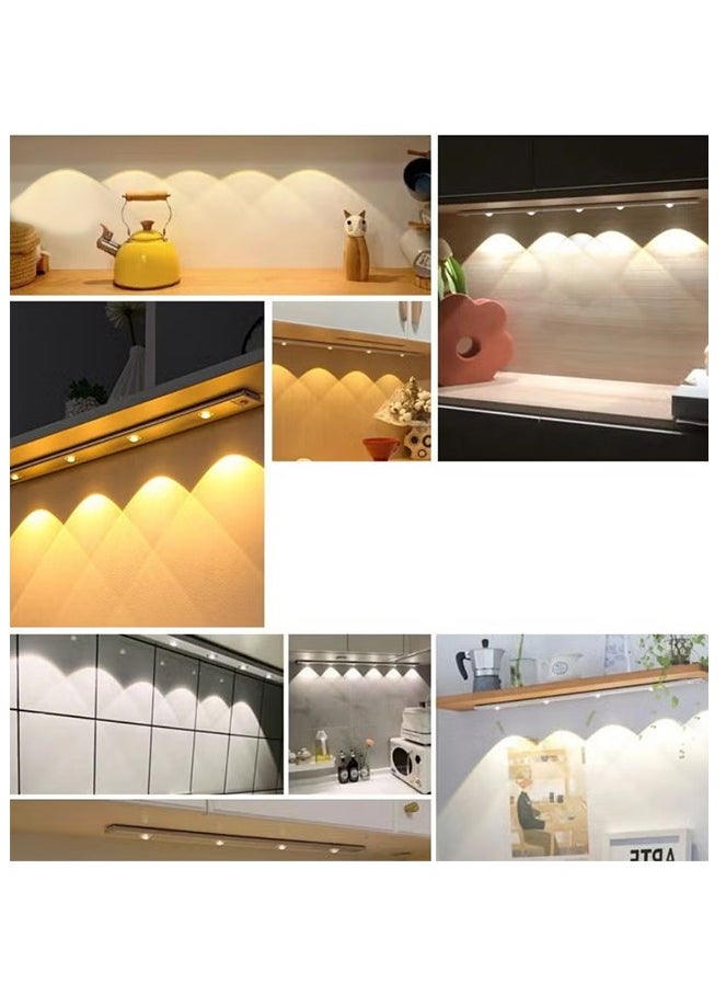 ماركة غير محددة - إضاءة خزانة LED مع حساس حركة، قابلة للشحن عبر USB، ثلاث ألوان، تصميم نحيف جداً للمطبخ أو الدولاب - Image 1