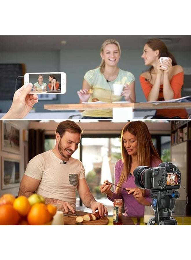 M1DM Dual Lapel Microphone, Camera DSLR iPhone Android Smartphone Mic with Omnidirectional Capacitor Clip for Samsung Huawei Sony Laptop Interview YouTube (3.5mm Input, Dual)