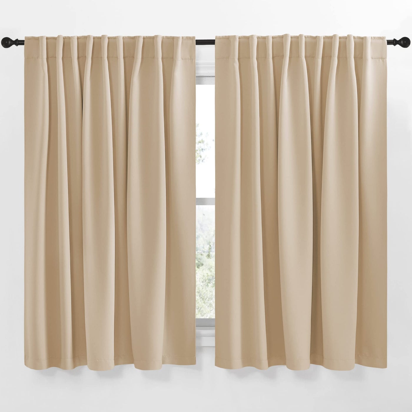 NICETOWN Window Treatment Elegant Curtains Biscotti Beige Color 70 Width X 63 Length 1 Pair Room Darkening Curtains and Drapes for Bedroom