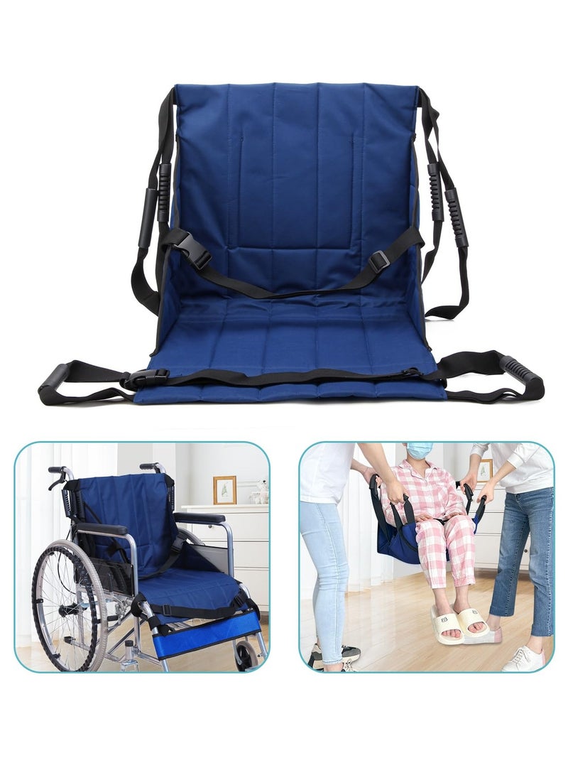 XiuWoo Patient Lift Transfer Belt from Bed to Wheelchair Stair Transfer Emergency Evacuation Chair Pad Safety 4 Handles Medical Lifting Sling Slide Board Transferring for Elderly, Disabled, Adults,Blue - Image 1