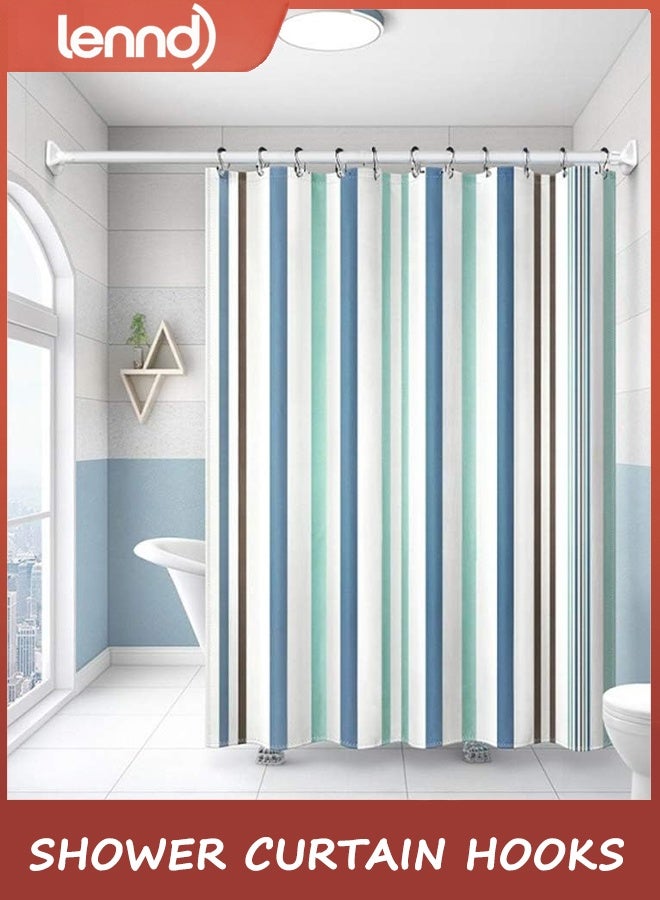 LENND Shower Curtain Hooks, 12 Pcs Shower Curtain Rings, Stainless Steel Black Shower Curtain Hooks, Shower Curtain Rings Rust Proof, Smooth Sliding Anti-Drop Double Shower Rings for Curtain (Black) - Image 2