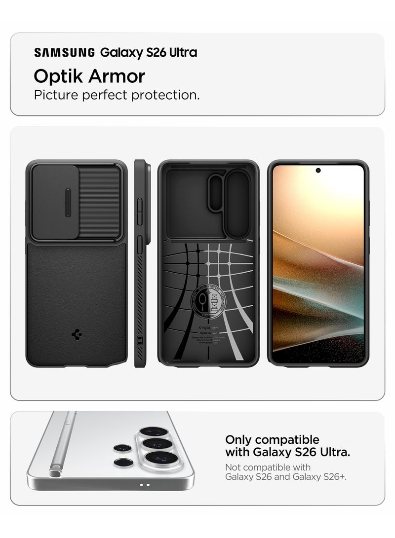 Spigen غطاء حماية أوبتيك أرمور لهاتف سامسونج جالاكسي S26 ألترا مع واقي عدسة الكاميرا - أسود - Image 2