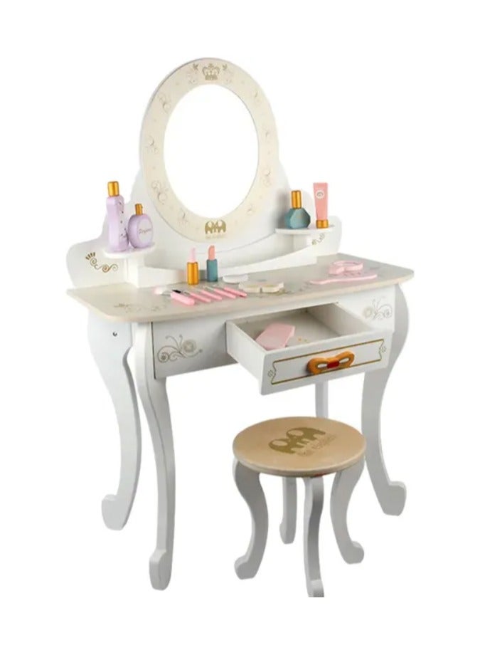 طاولة تسريحه خشبيه و كرسي مع العاب للاطفال - Image 5