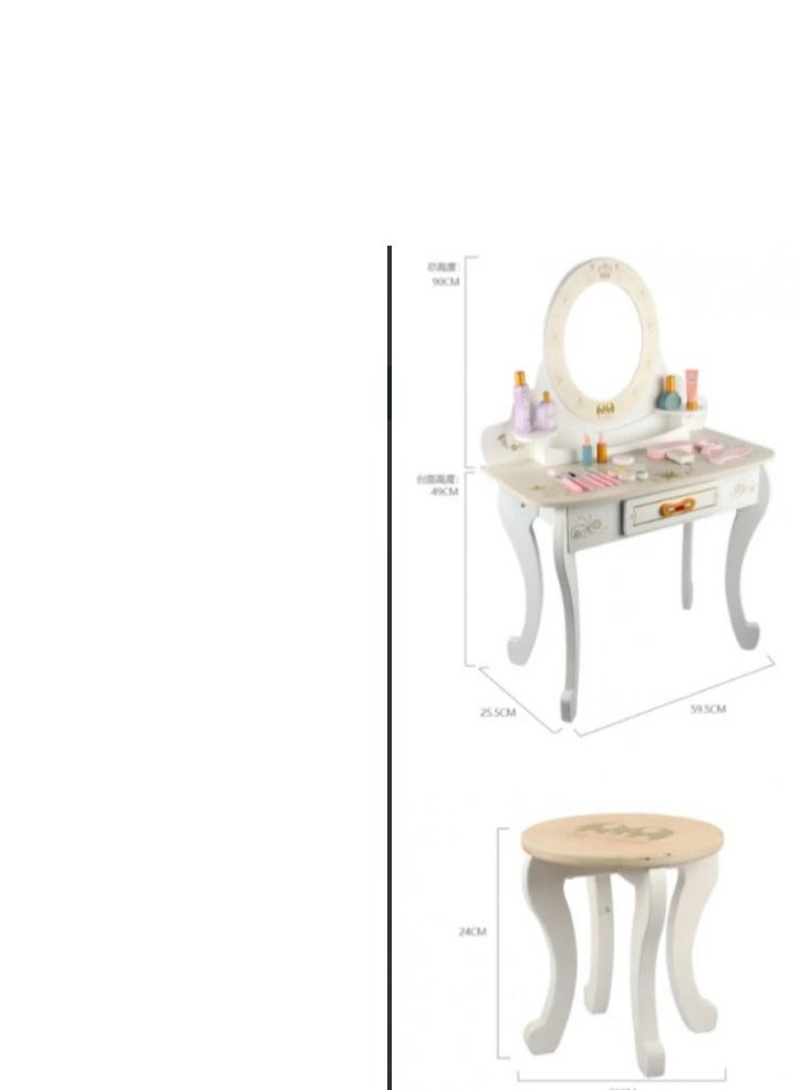 طاولة تسريحه خشبيه و كرسي مع العاب للاطفال - Image 3