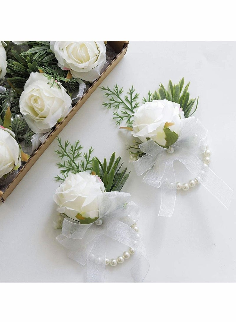 Generic Women's Wrist Corsage, Wedding Groomsmen and Bridesmaids Corsages, Rose Wristlet Band, Bracelet for Women Bride Bridesmaid(2 PCS)  - Image 1