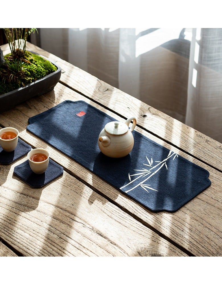 Y&D Chinese Style Cotton Linen Retro Water Absorbing Double Layer Thickened Tea Curtain Fabric Embroidered Tea Tea Curtain Fabric Art Tea Curtain  - Image 3