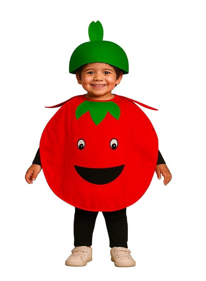 QuickBazaar Fruits & Vegetable Cutout Costume for Kids/Apple, Mango, Banana, Carrot, Brinjal, Tomato, Watermelon & More/Perfect for Fancy Dress Costume & Stage Shows (Tamato Cutout, 4-5 Y) - Image 1
